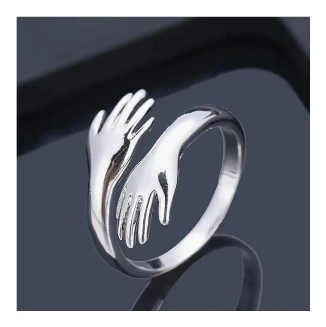 Latest Crystal Silver Hug Adjustable Ring For Girls For Women