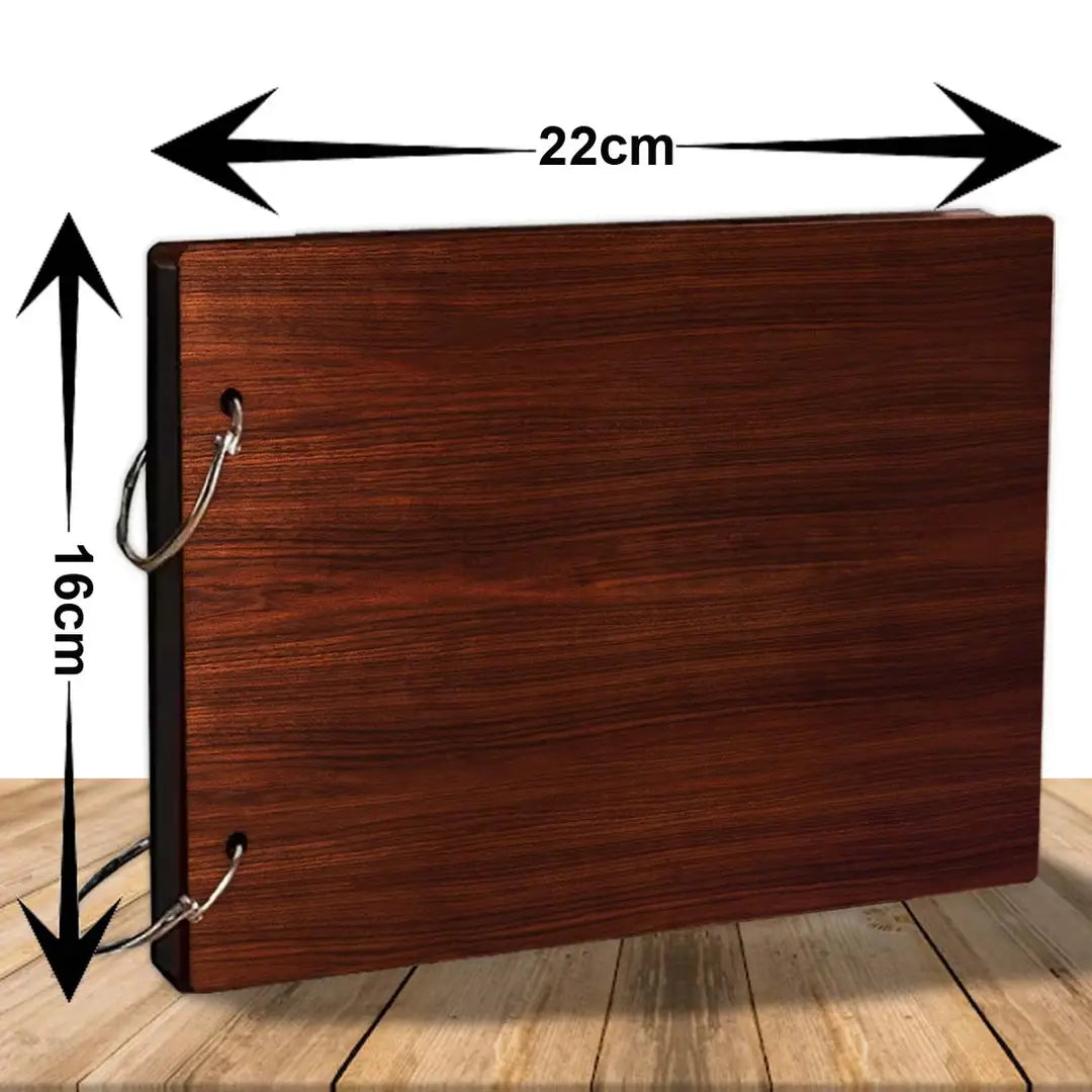 Classic Wooden Scrapbook Photo Albums (SelfLove-P) Large Size (22x16)Cm| Scrap Books for Memories | 40 Black Papers