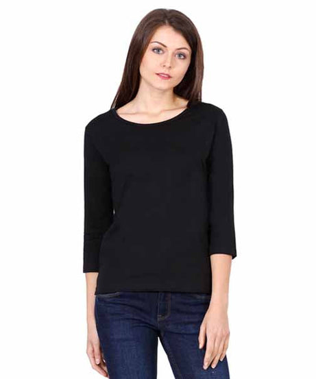 Customizable Womens 3/4Th Sleeve T-Shirt S / Black