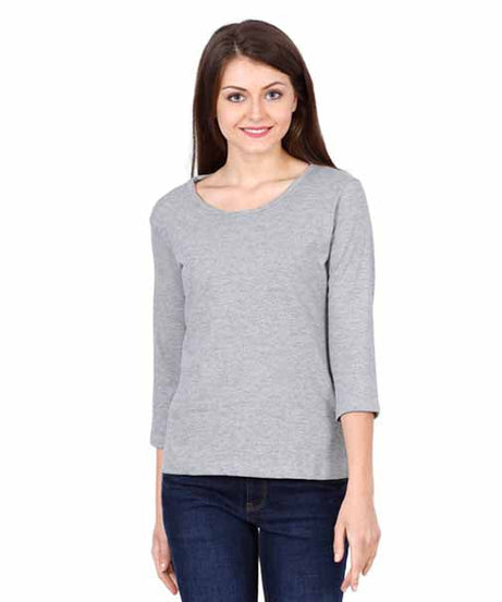 Customizable Womens 3/4Th Sleeve T-Shirt S / Grey