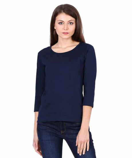 Customizable Womens 3/4Th Sleeve T-Shirt S / Navy