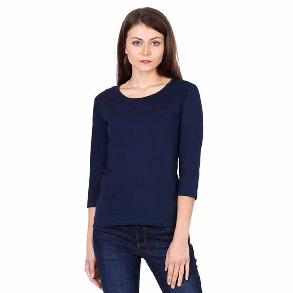 Customizable Womens 3/4Th Sleeve T-Shirt S / Navy