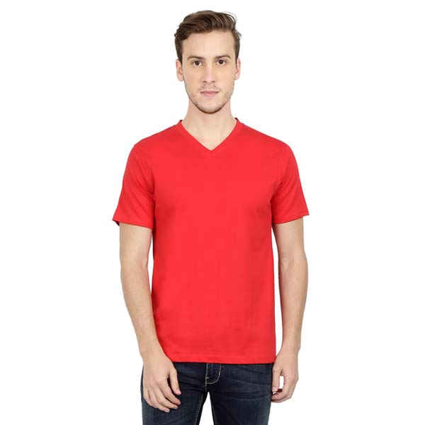Customizable V Neck T-Shirt S / Red