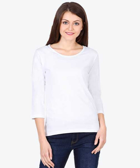 Customizable Womens 3/4Th Sleeve T-Shirt S / White