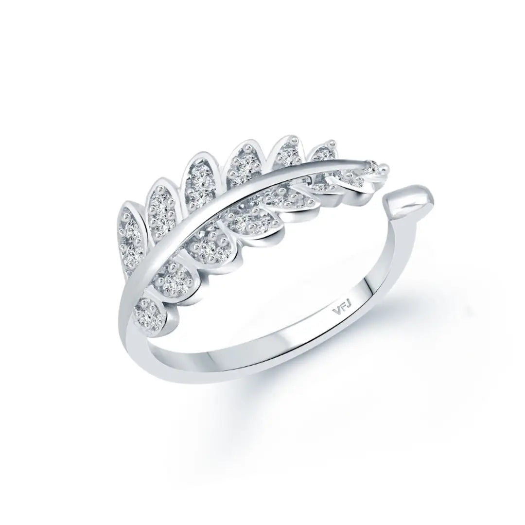 CZ Rhodium Plated Alloy Ring - Adjustable, Free Size for Women & Girls