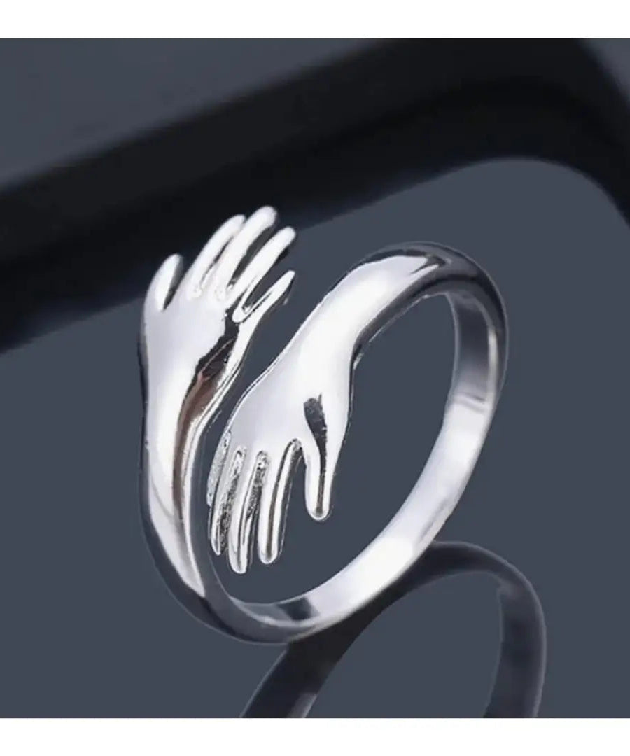 Latest Crystal Silver Hug Adjustable Ring For Girls For Women