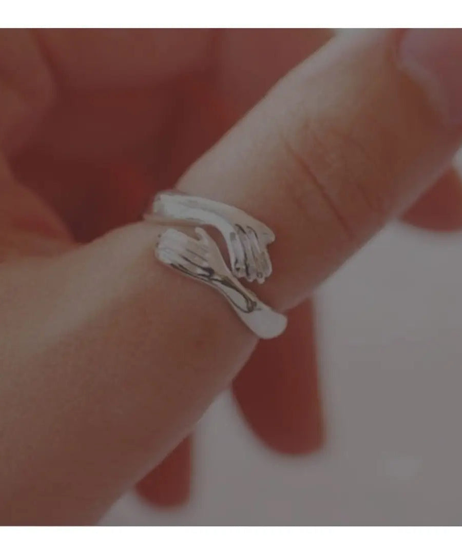 Latest Crystal Silver Hug Adjustable Ring For Girls For Women