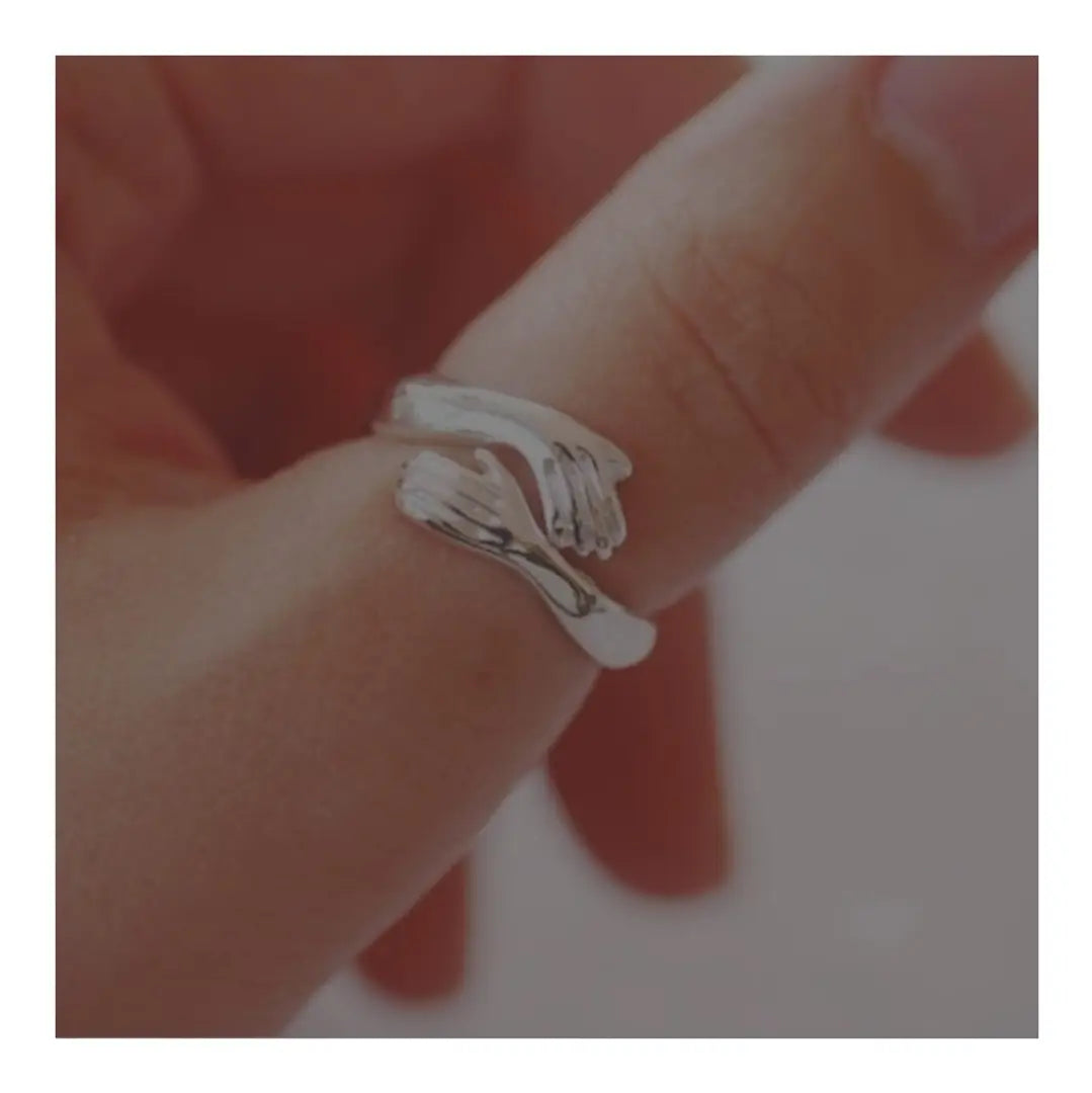 Latest Crystal Silver Hug Adjustable Ring For Girls For Women