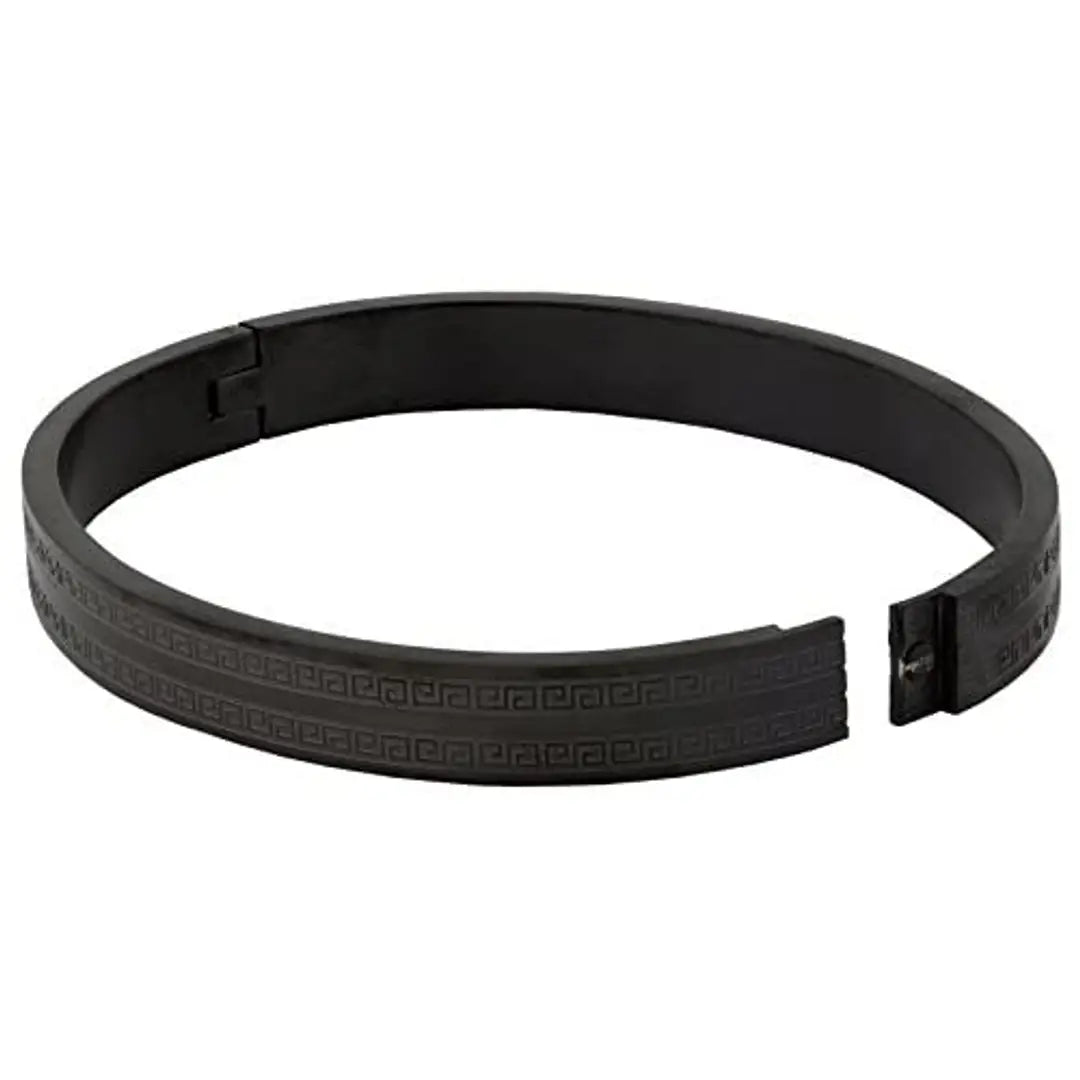 Jewelbox Black 316 L Surgical Stainless Steel Italian Openable Bangle Kada Bracelet for Men and Boys