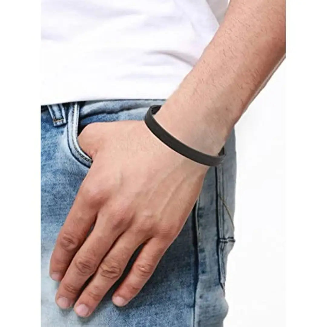 Jewelbox Black 316 L Surgical Stainless Steel Italian Openable Bangle Kada Bracelet for Men and Boys