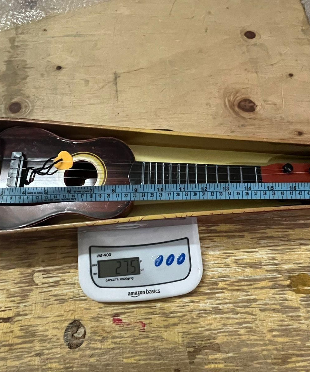 Mini Wooden Finish Plastic Guitar Music Instrument with 4 strings Clear sound