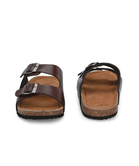 Mens Arizona Brown Leather Slippers