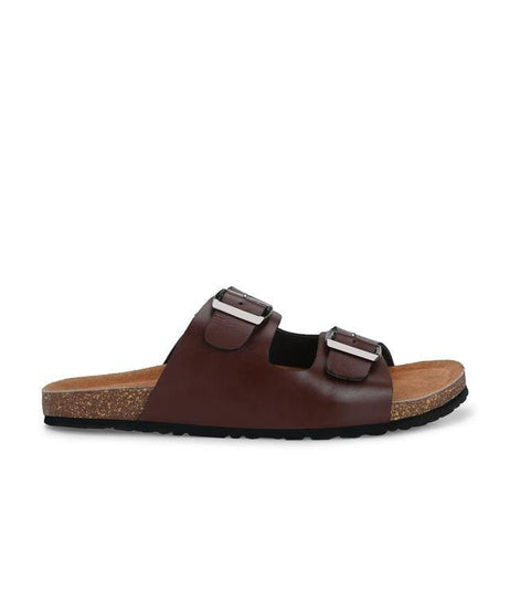 Mens Arizona Brown Leather Slippers