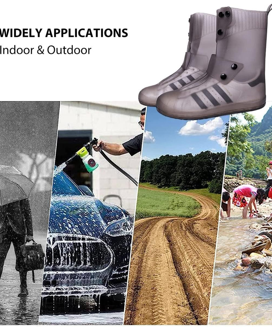 Waterproof Rain Shoe Covers with Secure Button Closure