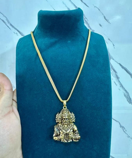 Panchamukhi Hanuman Pendant With Snake Golden Chain