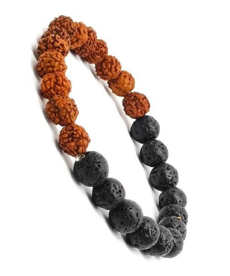 Rudraksha With Black Agate Beaded Bracelet