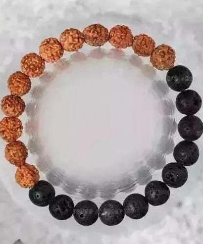Rudraksha With Black Agate Beaded Bracelet