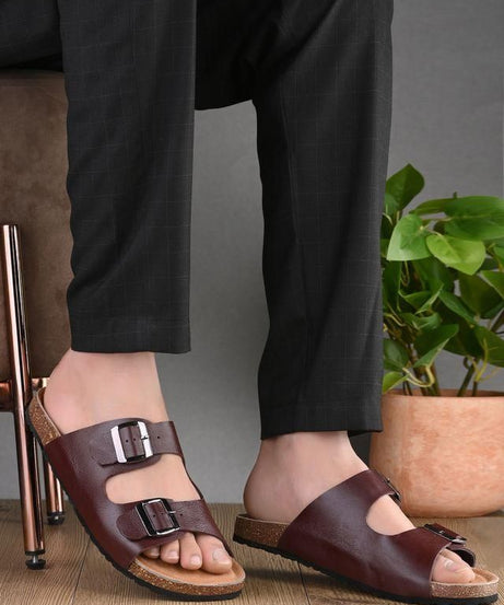 Mens Arizona Cherry Leather Slippers