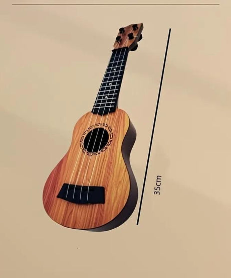 Mini Wooden Finish Plastic Guitar Music Instrument with 4 strings Clear sound