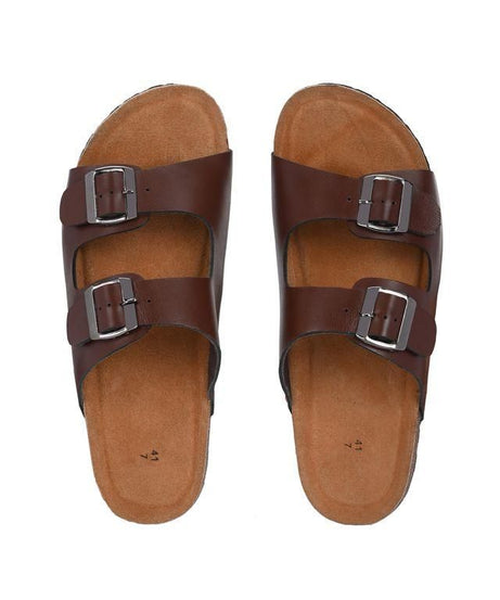 Mens Arizona Brown Leather Slippers