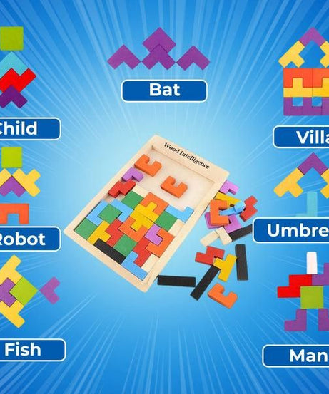 Wooden Intelligence Tetris Jigsaw Puzzle Set