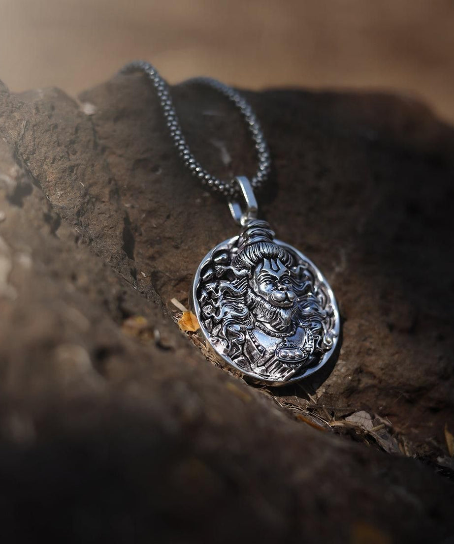 Men's Silver Chain with Hanuman Pendant