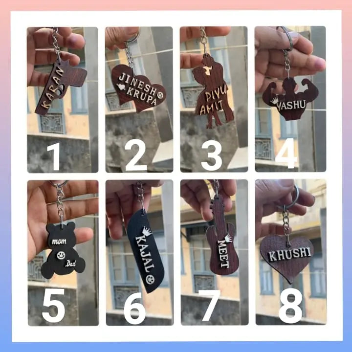 Customized Letter wooden  Keychains fattycraft