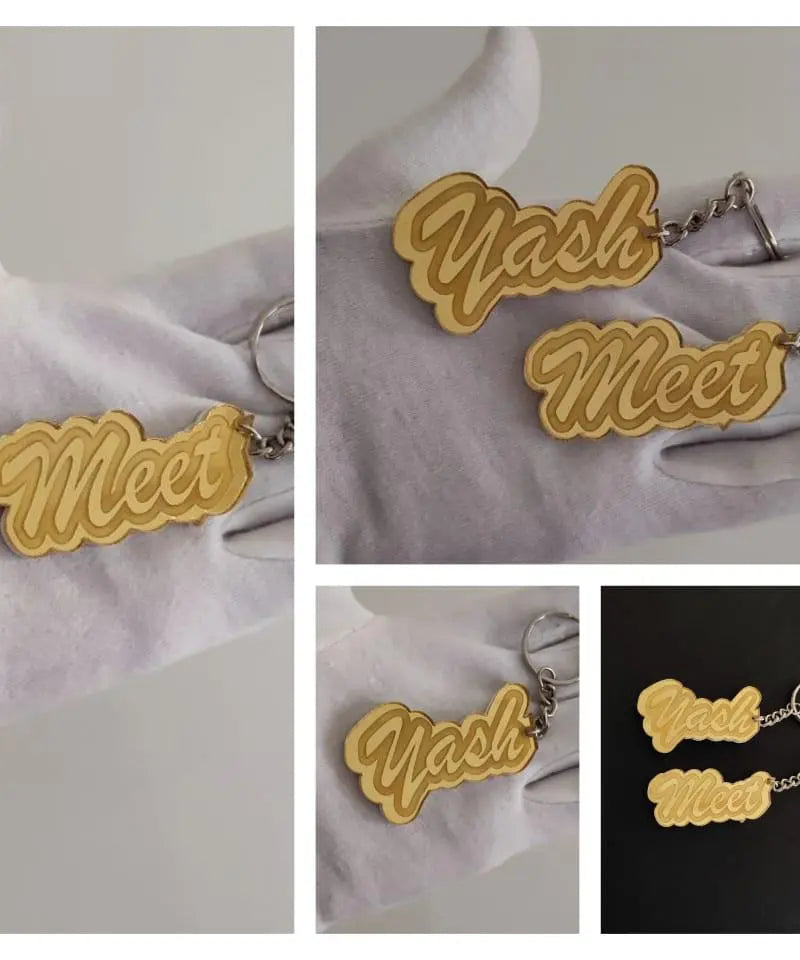 Golden Acrylic Customized Keychain fattycraft