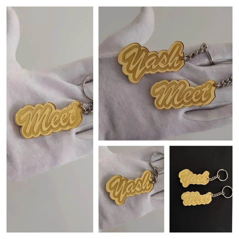Golden Acrylic Customized Keychain fattycraft