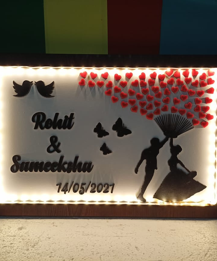 Customized 3D Couple Led Name Frame Photography