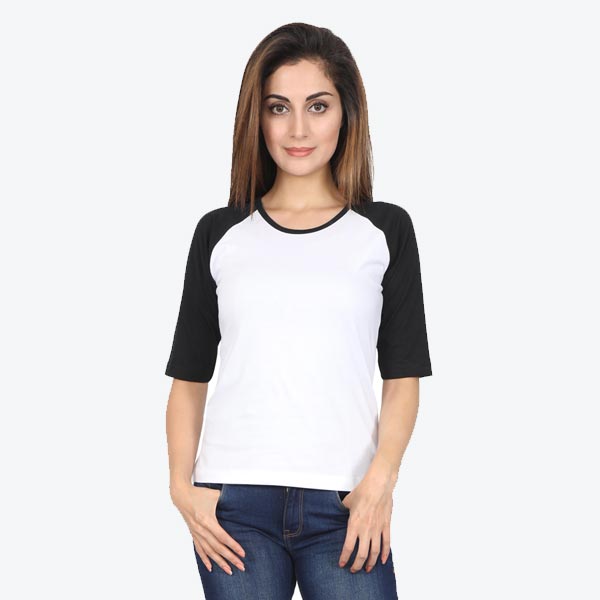 Customized Womens Raglan T-Shirt S / White