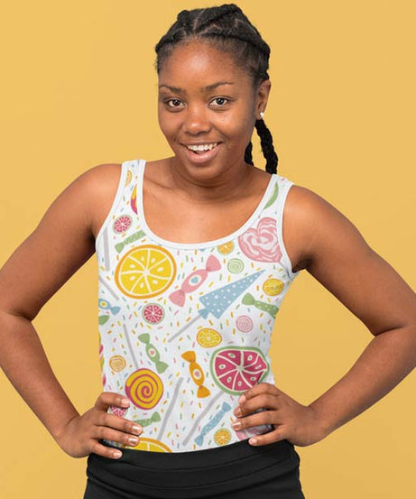 Fully Customized Over Printed Tank Top Xs / White