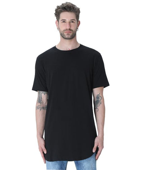 Longline Curved T-Shirt S / Black
