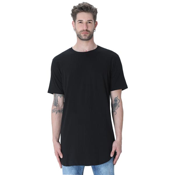 Longline Curved T-Shirt S / Black