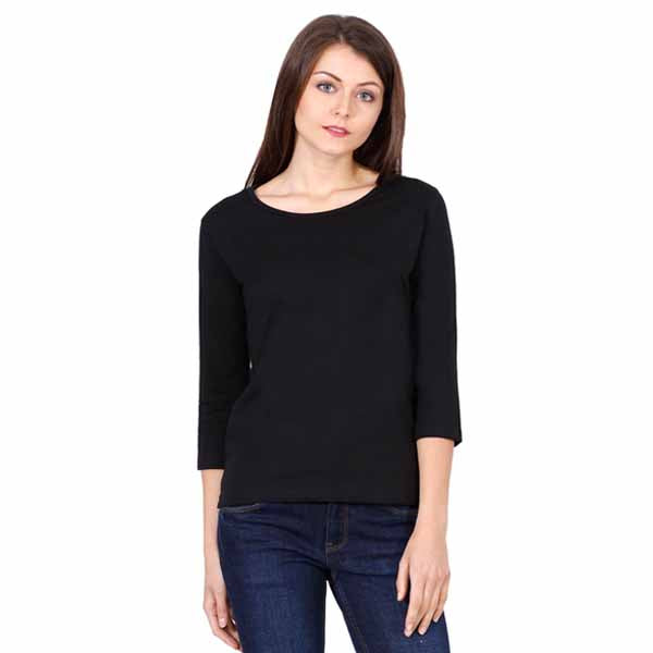 Customizable Womens 3/4Th Sleeve T-Shirt S / Black