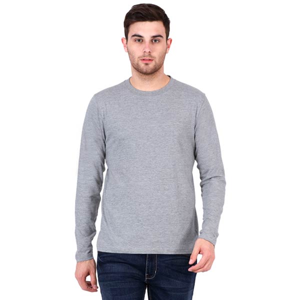 Customized Mens Full Sleeve T Shirt S / Grey