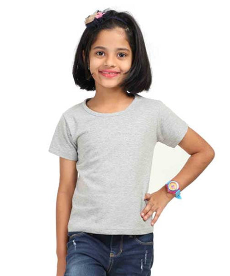 Customizable Standard Girls T Shirt 0-13 Years / Grey Milange