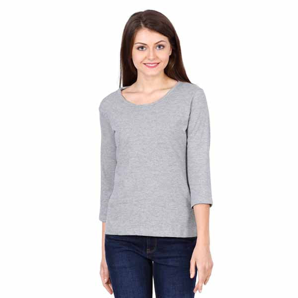 Customizable Womens 3/4Th Sleeve T-Shirt S / Grey