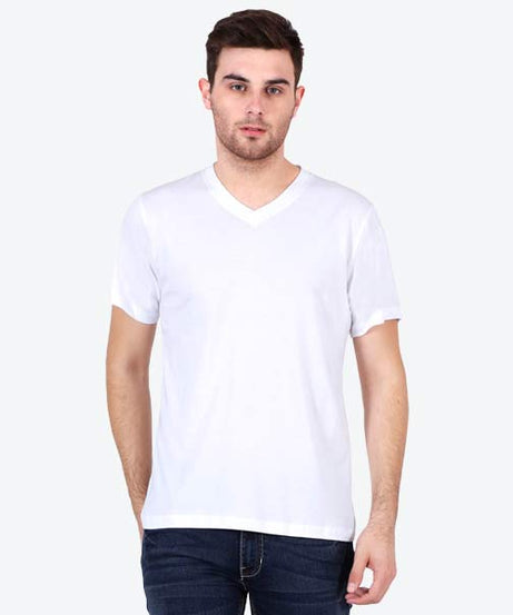 Customizable V Neck T-Shirt S / White