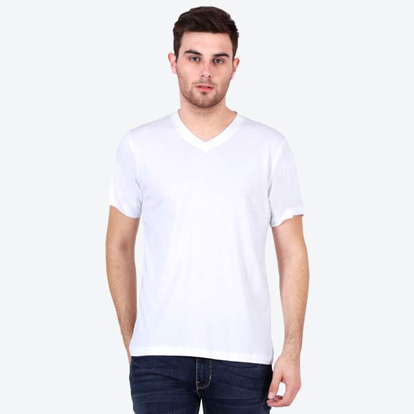 Customizable V Neck T-Shirt S / White