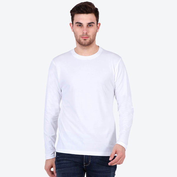 Customized Mens Full Sleeve T Shirt S / White