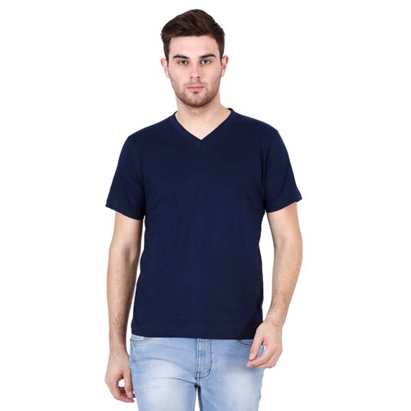 Customizable V Neck T-Shirt S / Navy