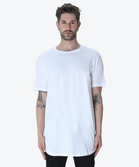 Longline Curved T-Shirt S / White