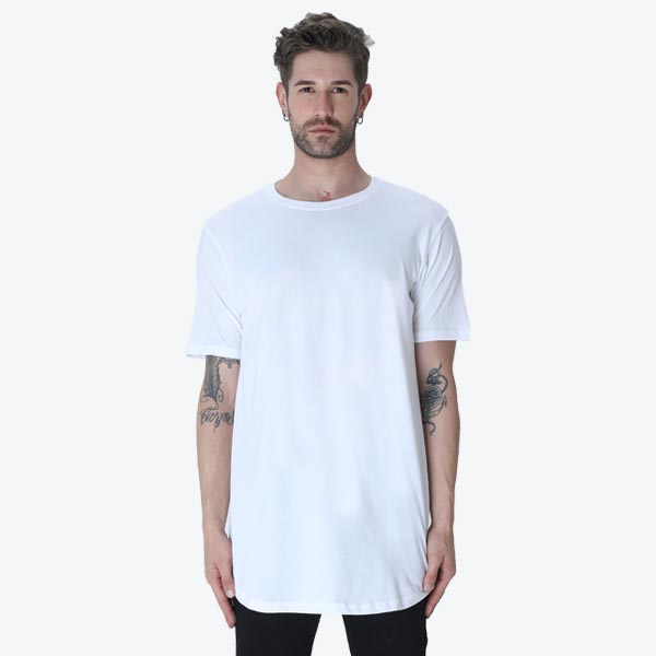 Longline Curved T-Shirt S / White