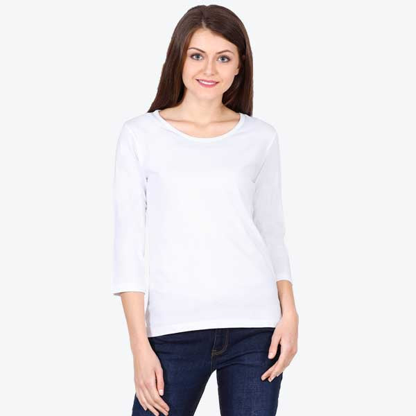 Customizable Womens 3/4Th Sleeve T-Shirt S / White