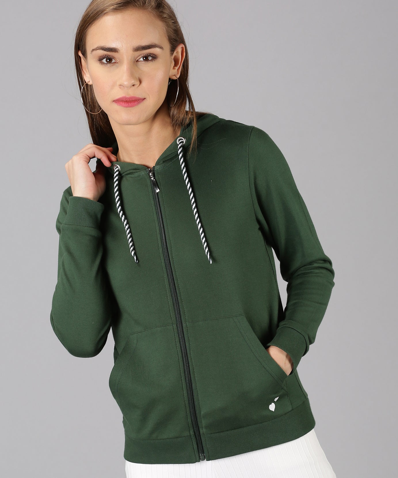 UrGear Women's Solid Front Open Hooded Neck Hoodies Sweatshirt