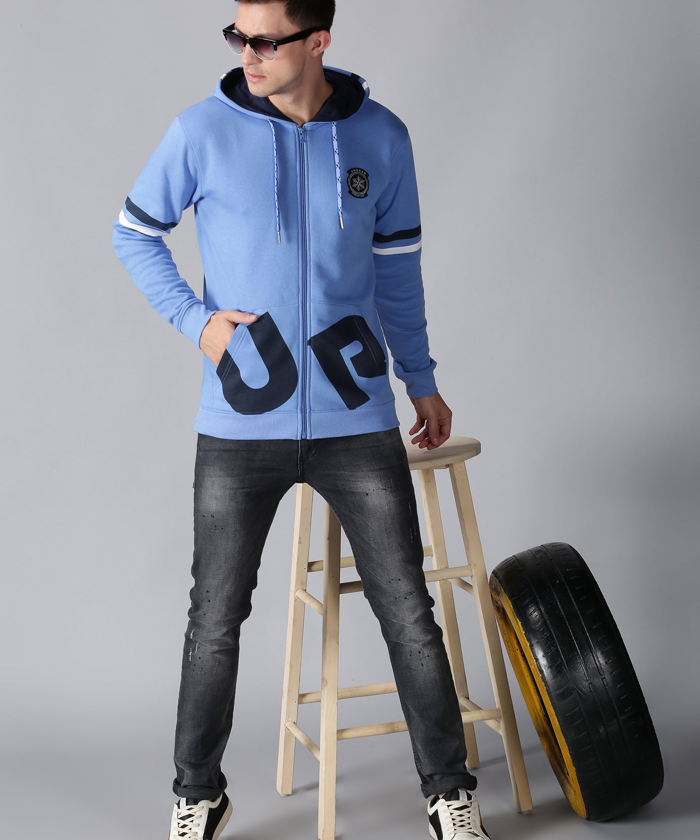 Fleece Color Block Full Sleeves Men's Hoodie