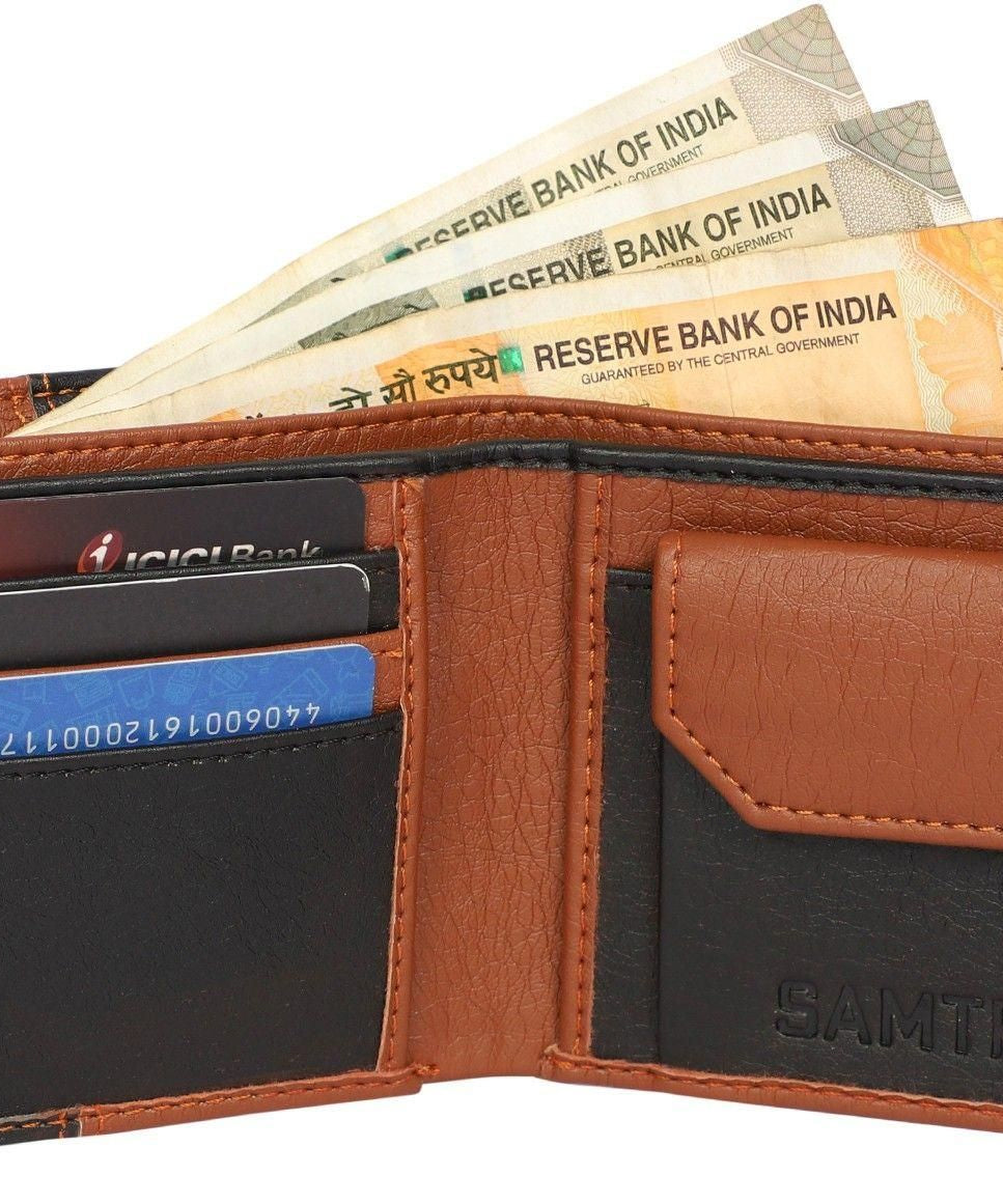 SAMTROH Men Travel, Casual, Trendy, Formal Brown, Black Artificial Leather Wallet (6 Card Slots)