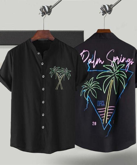 Cotton Color Block Half Sleeves Regular Fit Mens Casual Shirt