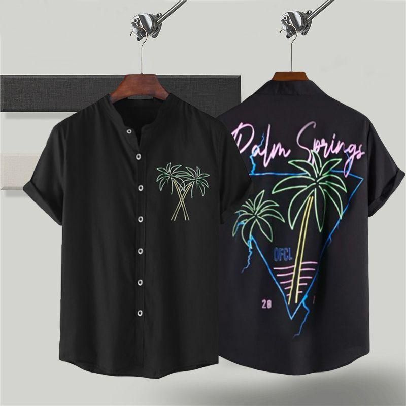 Cotton Color Block Half Sleeves Regular Fit Mens Casual Shirt